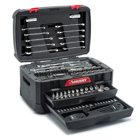 husky mechanics tool set in metal box|husky tool kit home depot.